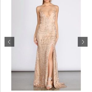 Windsor Camille Glitter & Mesh cross back dress